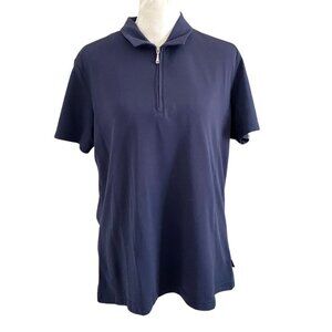 VUARNET SPORT WOMEN'S NAVY NYLON TACTEL QUARTER ZIP POLO T-SHIRT - XL